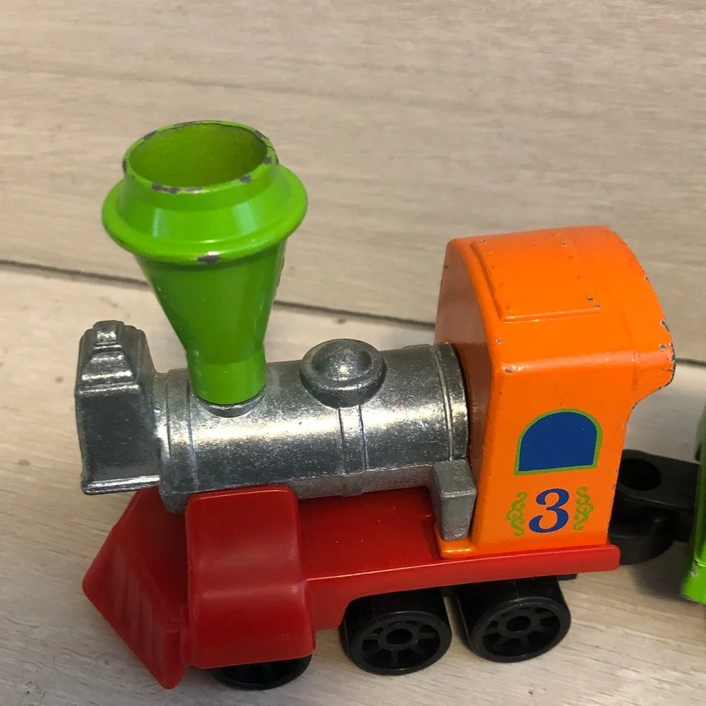 Vintage Mattel Preschool First Wheels Train Die Cast 3 Piece Set '80 Cake Topper